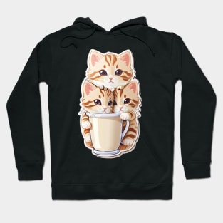 Cute Kittens With A Cup Of Milk Tea Hoodie